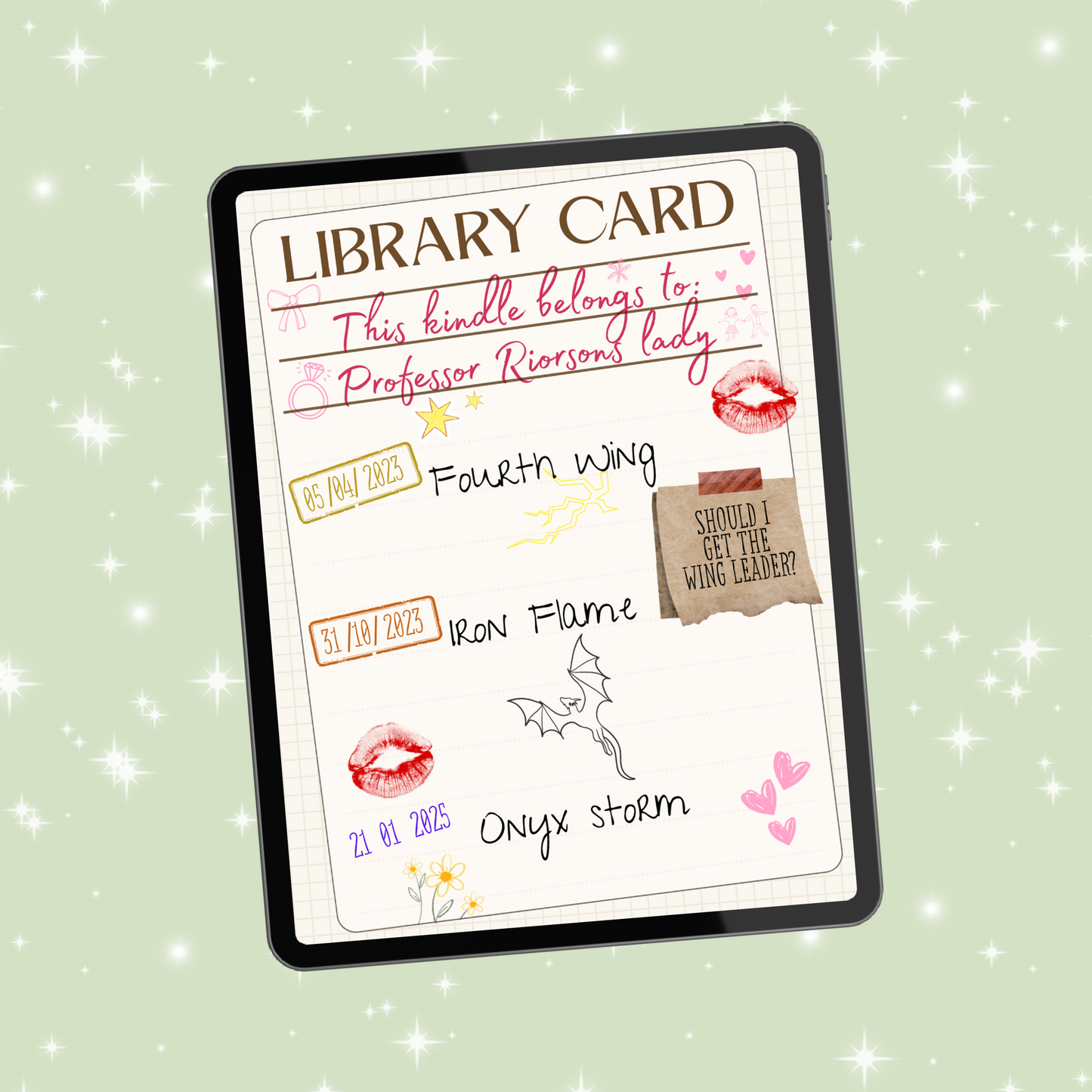 Professor Riorson library card kindle insert