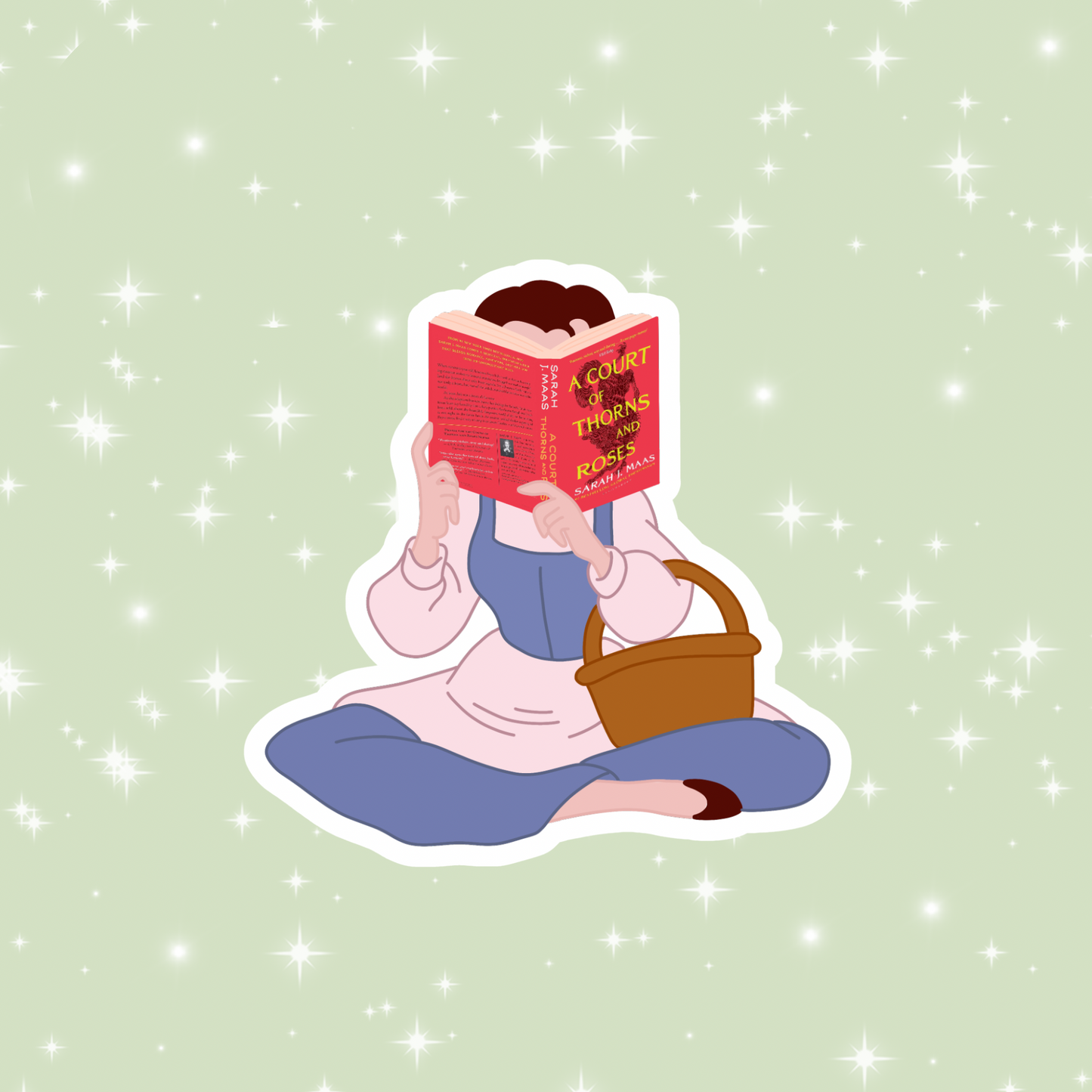Belle reading ACOTAR sticker