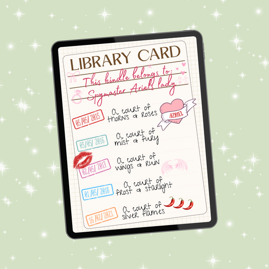 Spy Master Azriel library card library card kindle insert